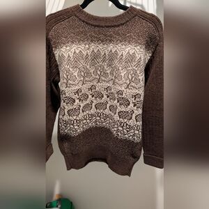 Vintage Brown and Cream Sheep Patterned Wool Sweater ( Unisex Size Med)